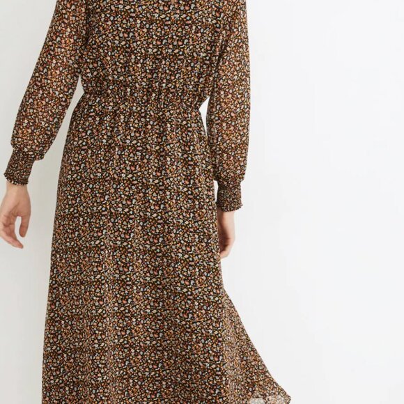 Madewell Floral Print Midi Dress - Black and Orange - Picture 4 of 15